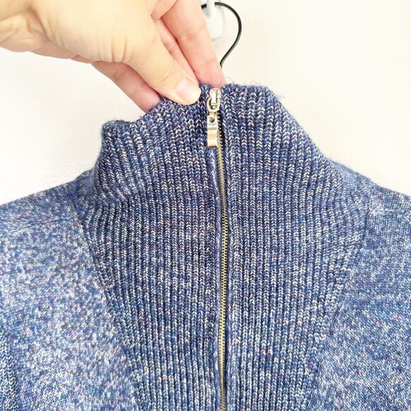 Talbots Zip Collar Sweater Dress Cotton Wool Blend Blue NEW Size Large L - Picture 2 of 10